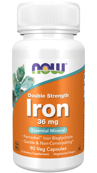 NOW Foods Iron 36 mg, Double Strength