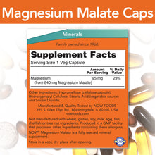 Load image into Gallery viewer, NOW Foods Magnesium Malate Caps
