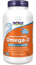 Load image into Gallery viewer, NOW Foods Omega-3, Molecularly Distilled (Fish Softgels)
