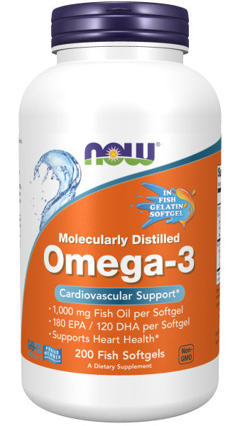 NOW Foods Omega-3, Molecularly Distilled (Fish Softgels)