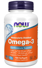 Load image into Gallery viewer, NOW Foods Omega-3, Molecularly Distilled (Softgels)
