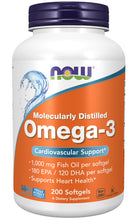 Load image into Gallery viewer, NOW Foods Omega-3, Molecularly Distilled (Softgels)
